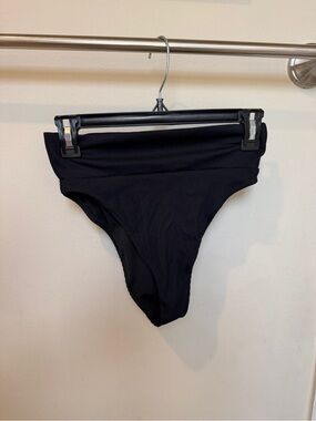 aerie Black Ribbed High-Waist/High-Cut Bikini Bottoms